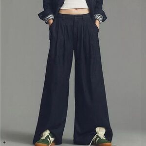 Anthropologie Maeve Avery Dark Denim Trouser Jeans ultra wide 25 26